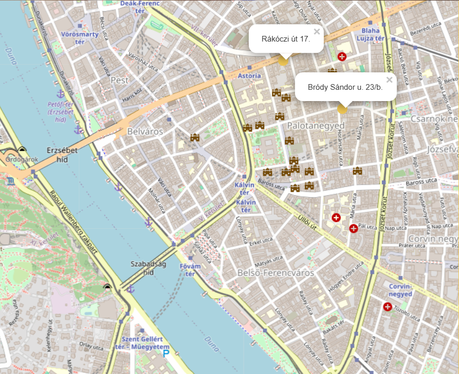 Diáklakás locations in Budapest