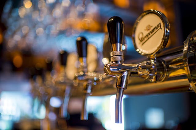 Pub in Prague, Staropramen beer at the counter